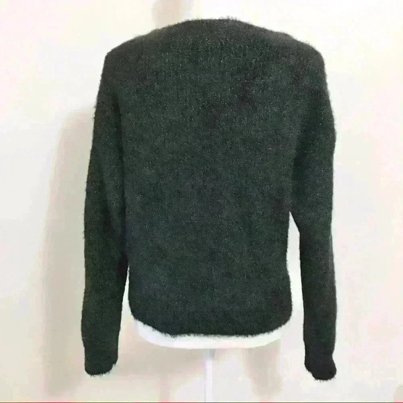 Nordstrom Abound Black Sparkle V-Neck Fuzzy Knit Pullover Sweater - Picture 7 of 10